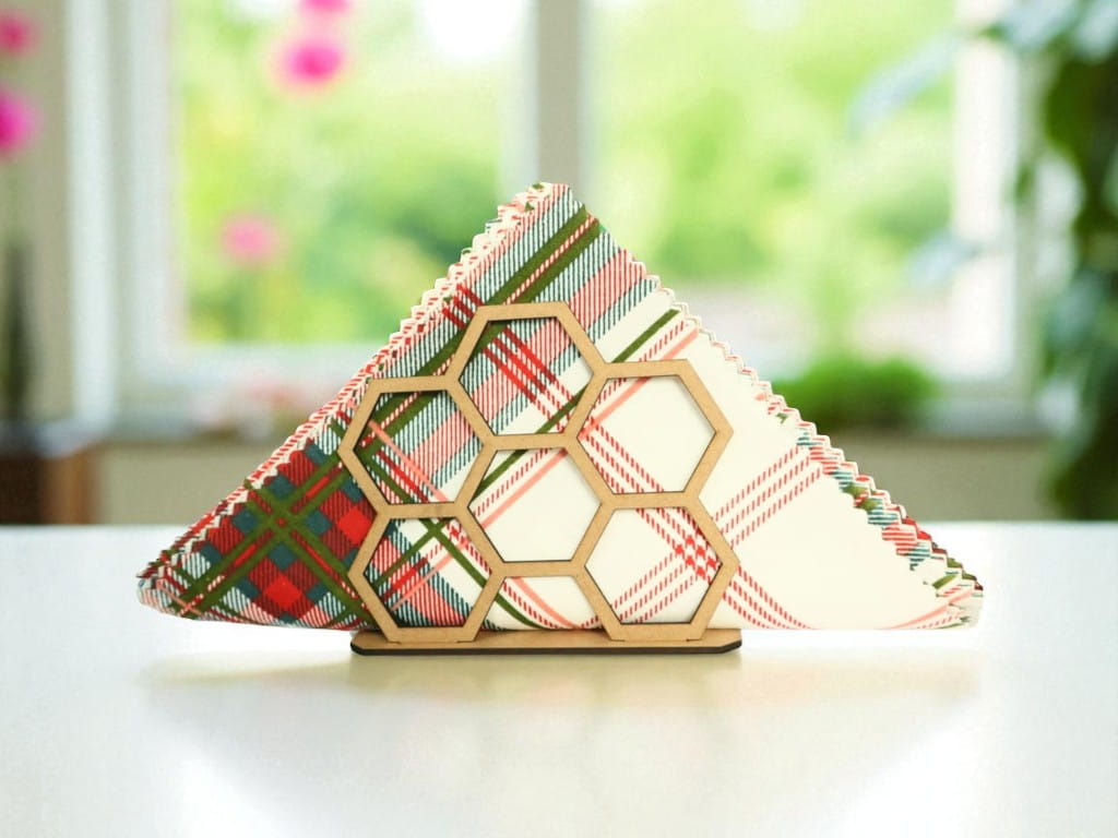 Laser Cut Wooden Honeycomb Napkin Holder