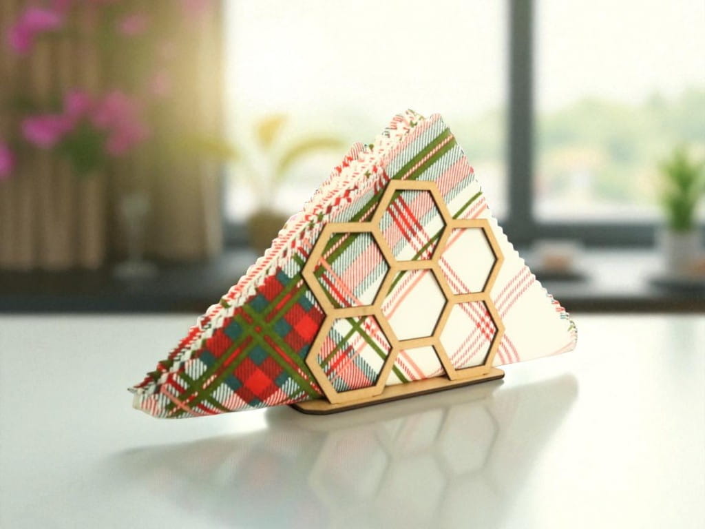 Laser Cut Wooden Honeycomb Napkin Holder