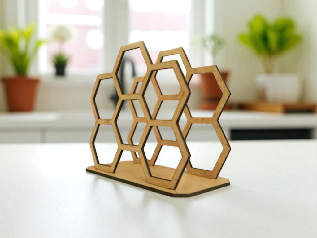 Laser Cut Wooden Honeycomb Napkin Holder