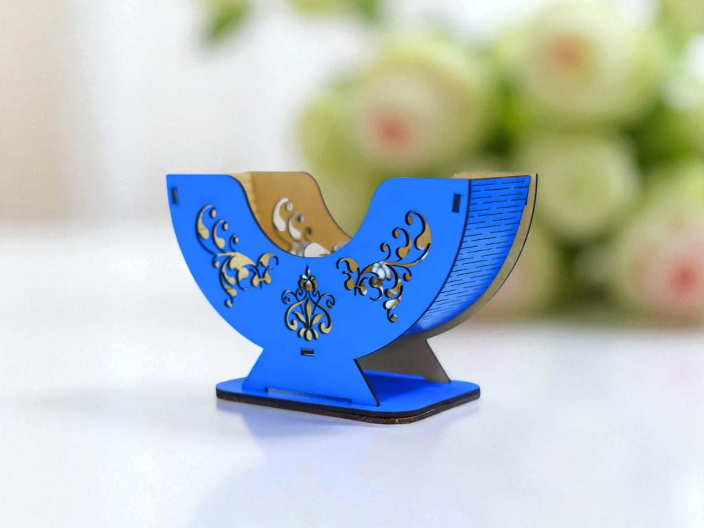 Laser Cut Wooden Flower Basket Centerpiece