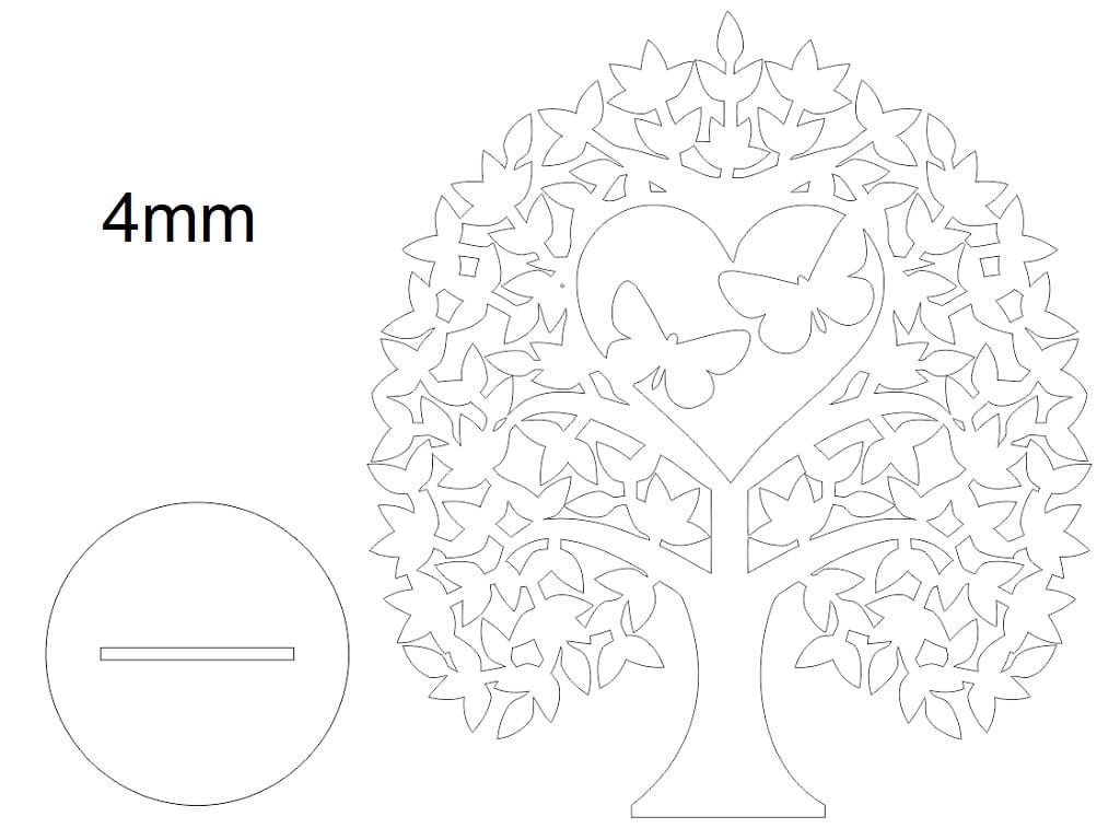 Laser Cut Wooden Heart Tree Table Decor
