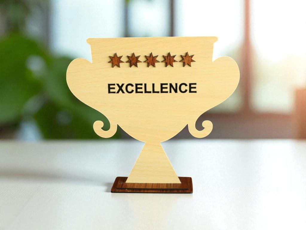 Laser Cut Five Star Excellence Award Trophy