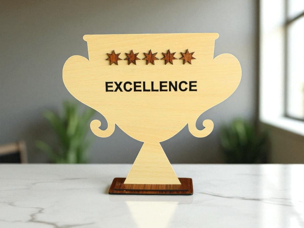 Laser Cut Five Star Excellence Award Trophy