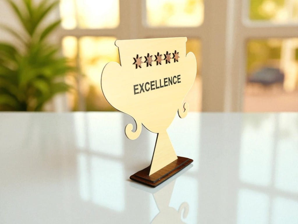 Laser Cut Five Star Excellence Award Trophy