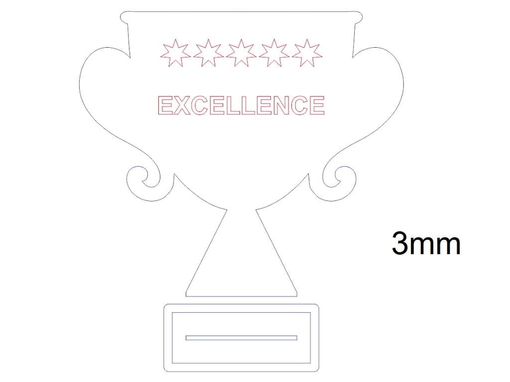 Laser Cut Five Star Excellence Award Trophy