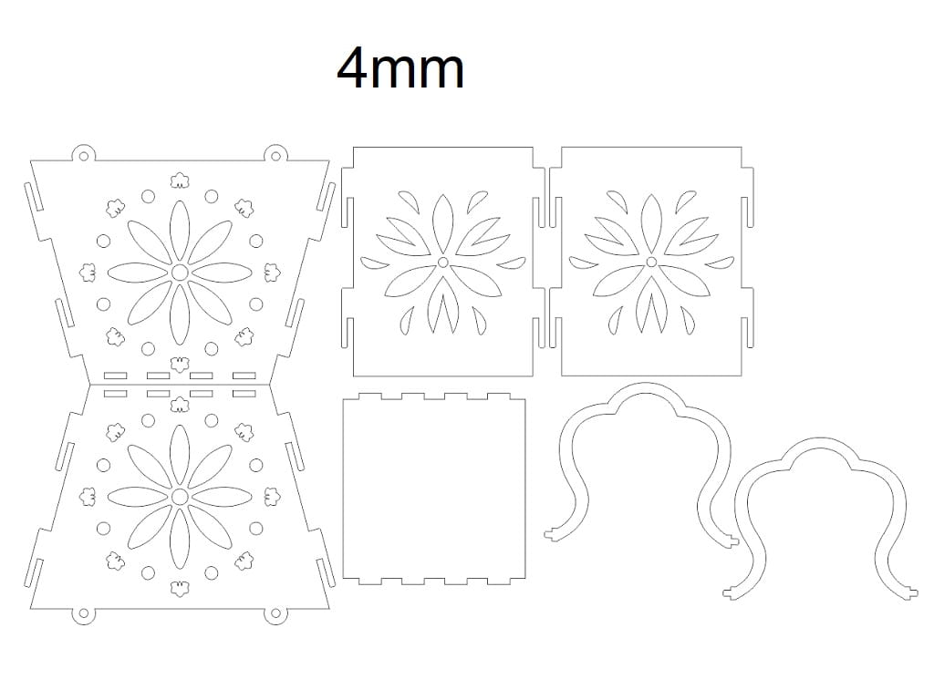 Laser Cut Decorative Flower Basket with Handle