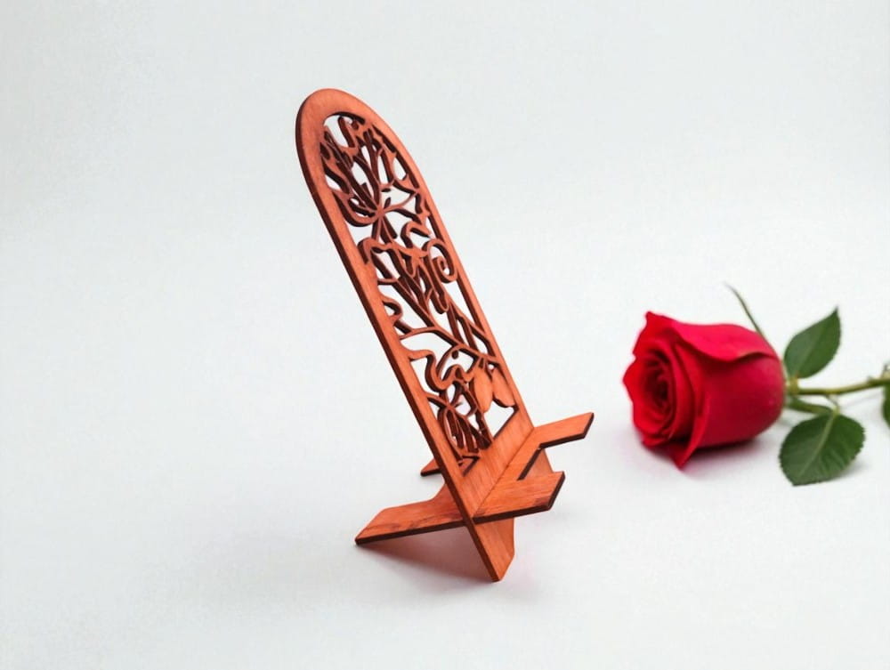 Laser Cut Wooden Fall Maple Leaf Phone Stand
