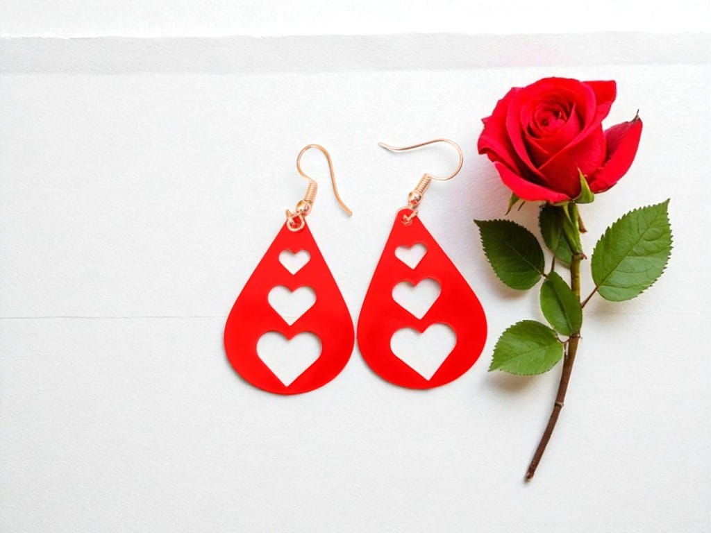 Laser Cut Acrylic Dangle Heart Earrings