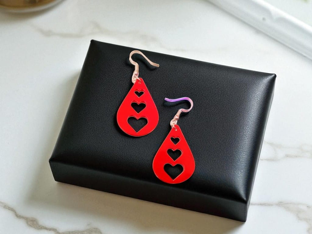 Laser Cut Acrylic Dangle Heart Earrings