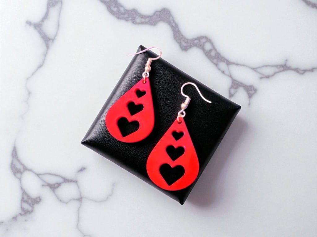 Laser Cut Acrylic Dangle Heart Earrings