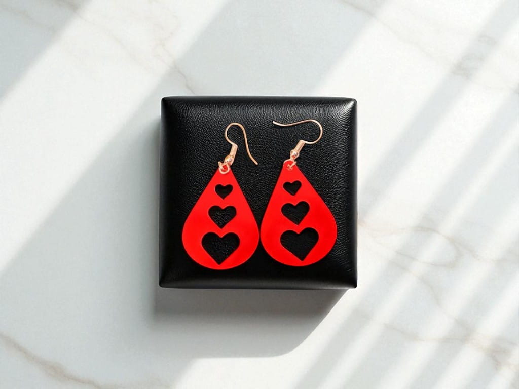 Laser Cut Acrylic Dangle Heart Earrings