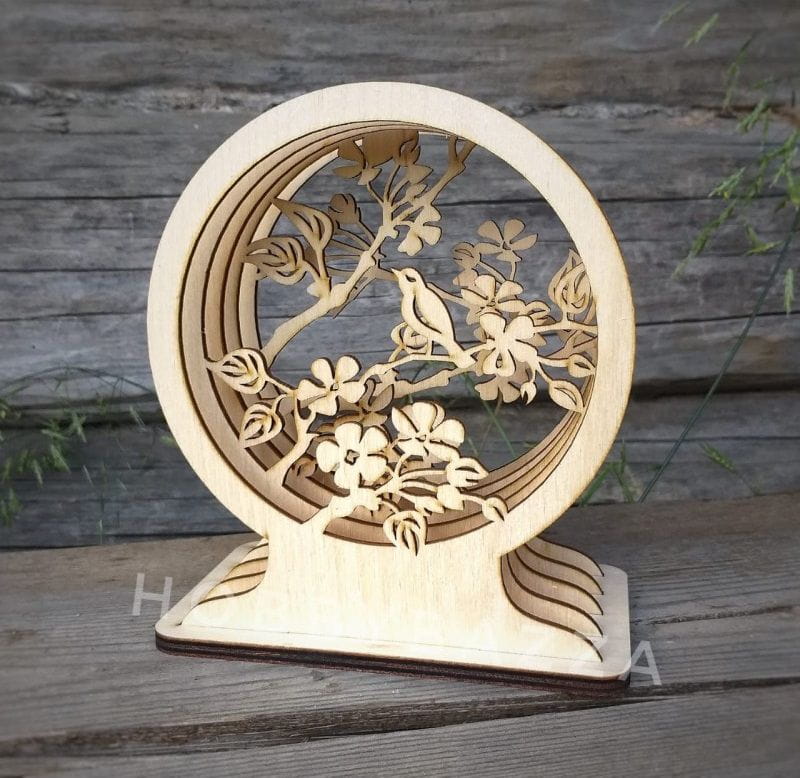 Laser Cut Multilayer Desk Decor Globe with Birds Theme