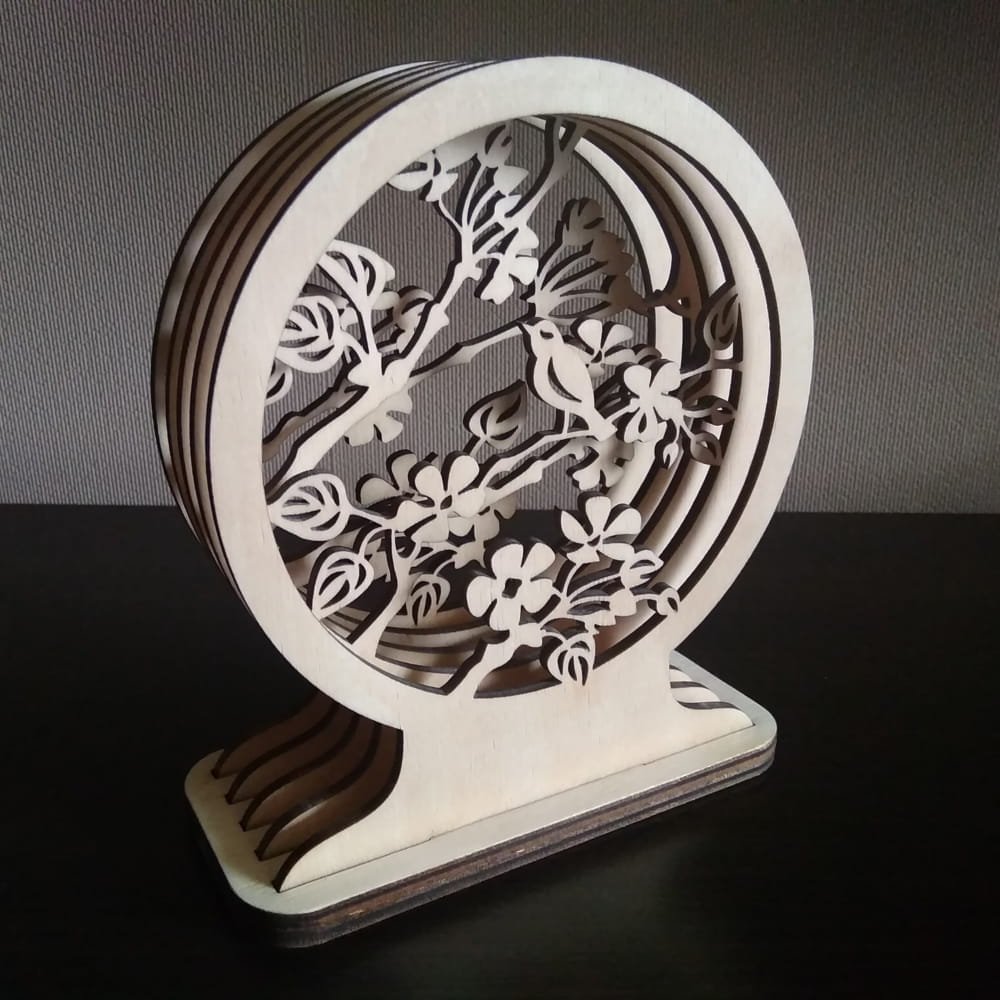 Laser Cut Multilayer Desk Decor Globe with Birds Theme