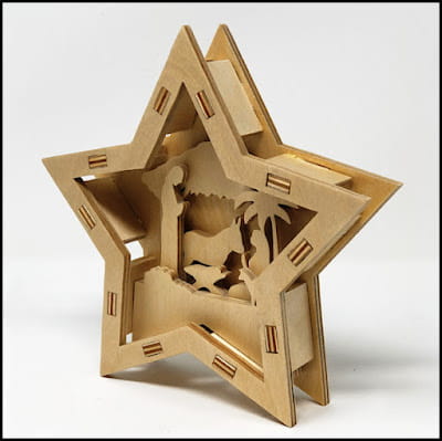 Laser Cut Nativity Star Christmas Light Box