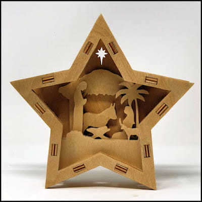 Laser Cut Nativity Star Christmas Light Box