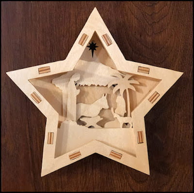 Laser Cut Nativity Star Christmas Light Box
