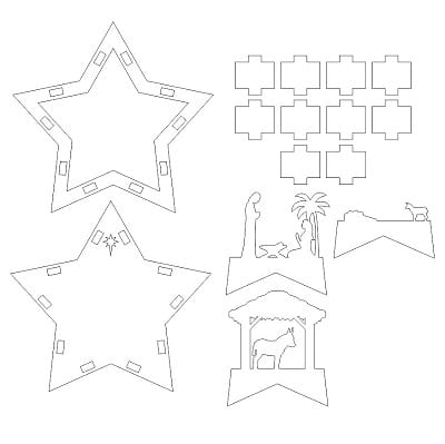 Laser Cut Nativity Star Christmas Light Box