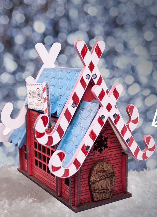Laser Cut Ded Moroz House Christmas Decorations
