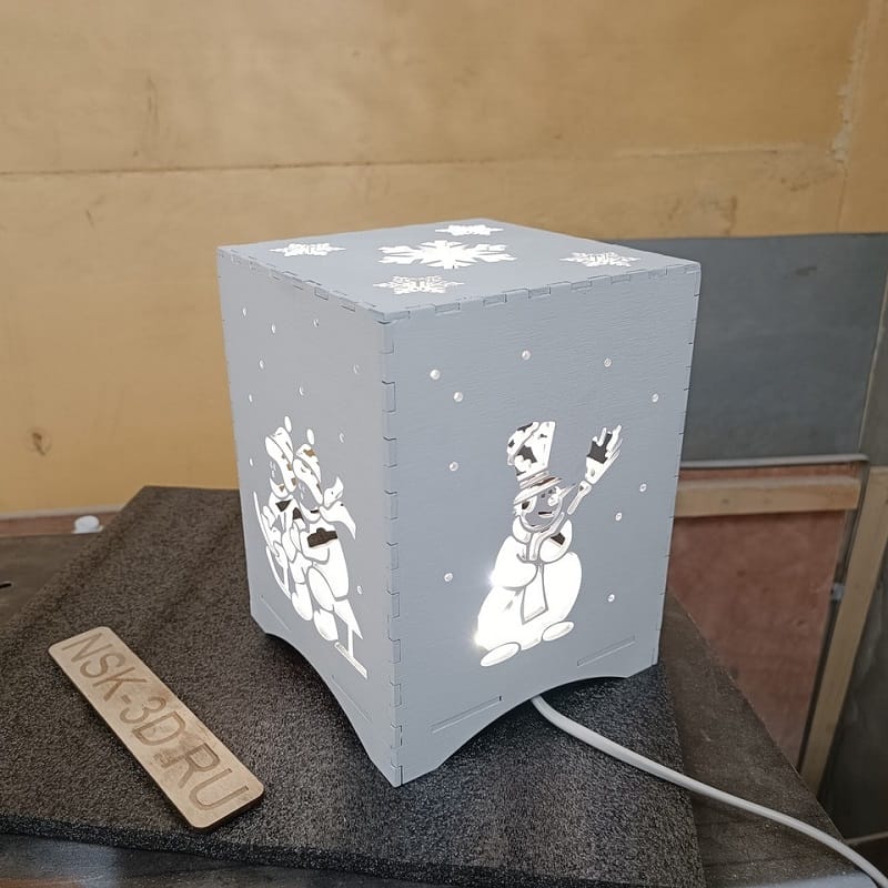 Laser Cut Wooden Christmas Night Light Lamp