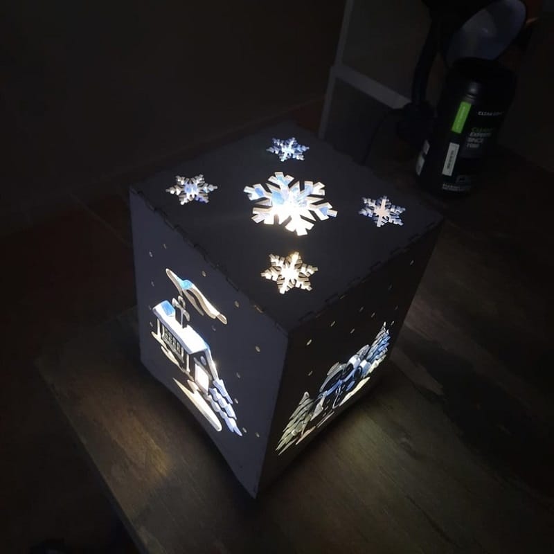 Laser Cut Wooden Christmas Night Light Lamp