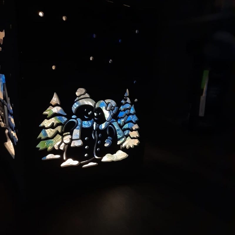 Laser Cut Wooden Christmas Night Light Lamp
