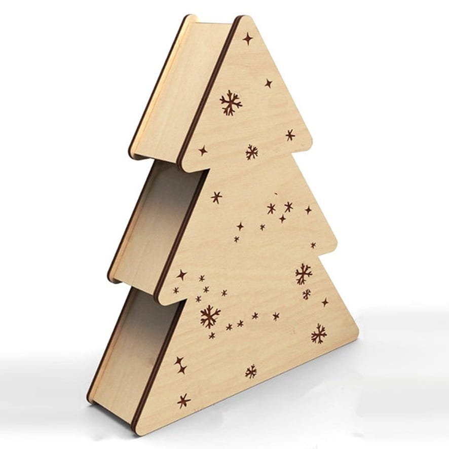 Laser Cut Herringbone Christmas Tree Gift Box