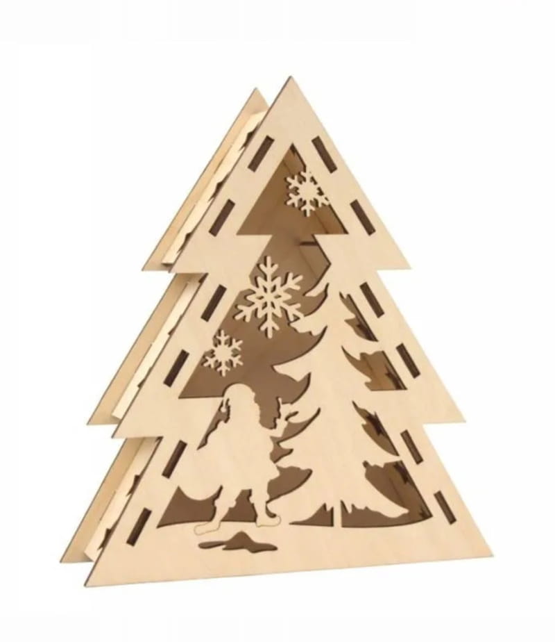 Laser Cut Herringbone Christmas Tree Light Box