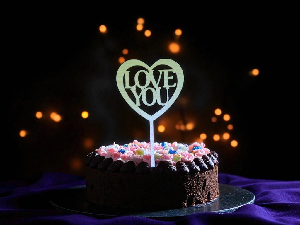 Laser Cut Love You Cake Topper