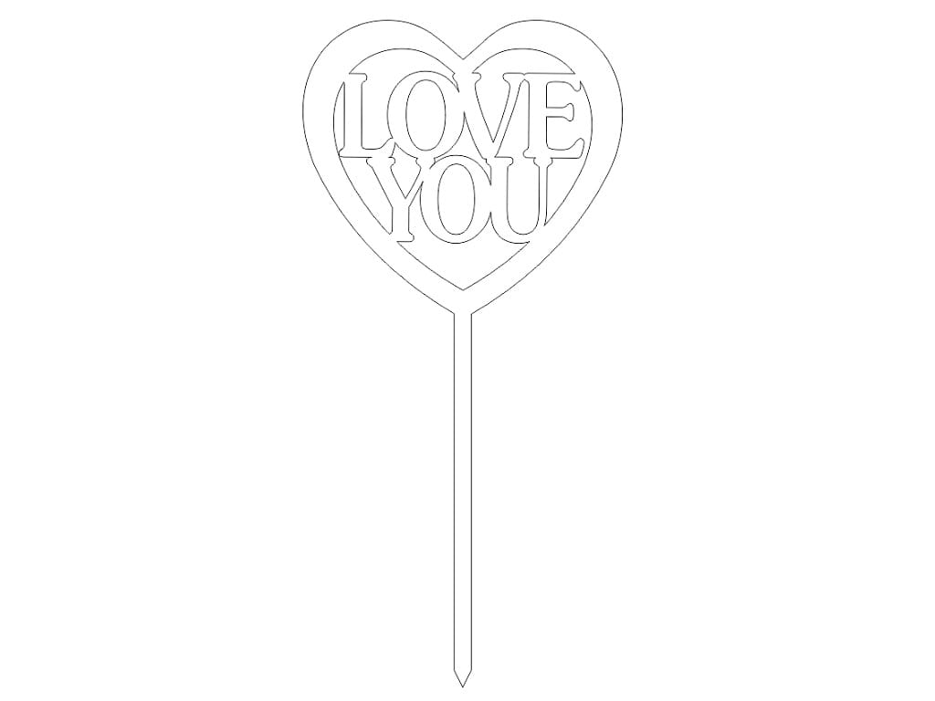 Laser Cut Love You Cake Topper