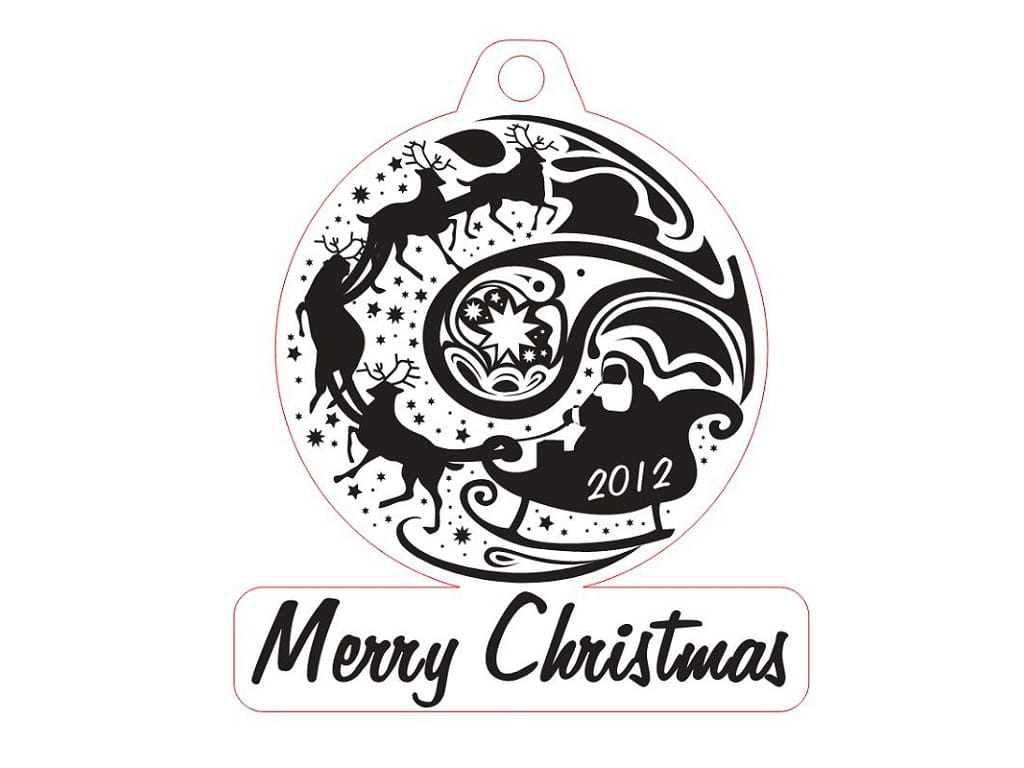 Laser Cut Engraved Merry Christmas Ornament