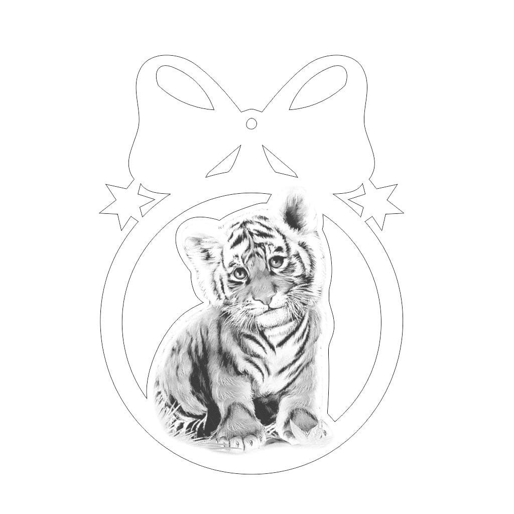 Laser Cut Cute Tiger Cub Christmas Ball