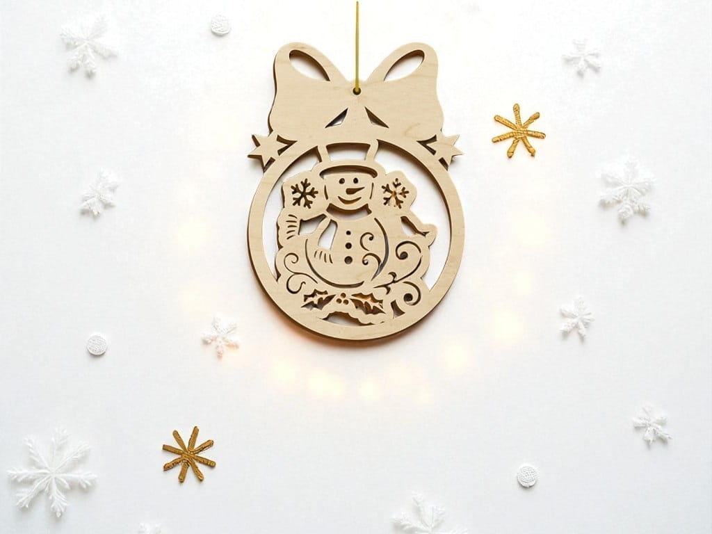 Laser Cut Snowman Christmas Ribbon Ball