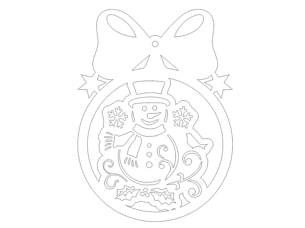 Laser Cut Snowman Christmas Ribbon Ball