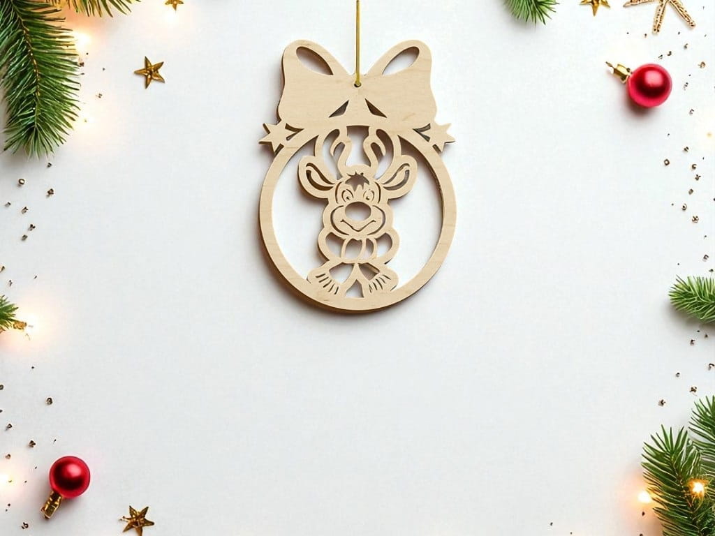 Laser Cut Deer Christmas Ribbon Ball