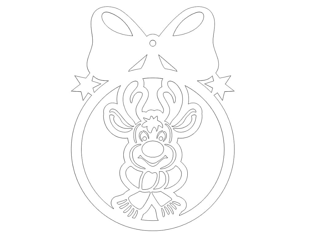 Laser Cut Deer Christmas Ribbon Ball