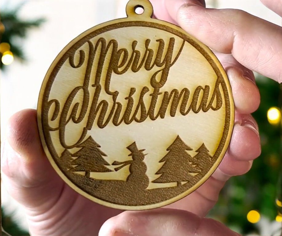 Laser Cut Merry Christmas Tree Ornament