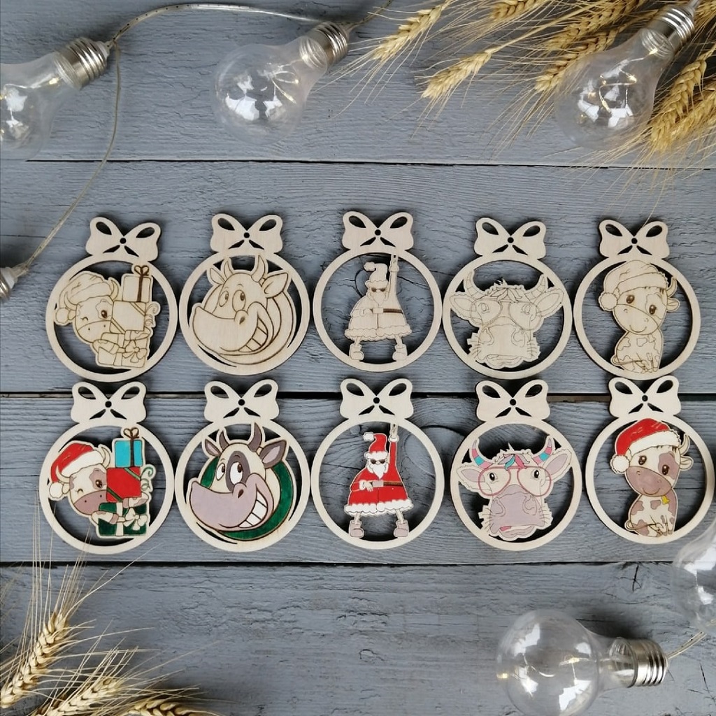 Laser Cut Christmas and New Year Ornament Collection