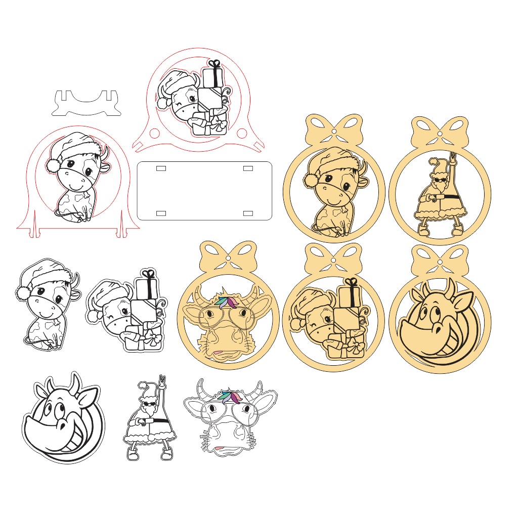 Laser Cut Christmas and New Year Ornament Collection