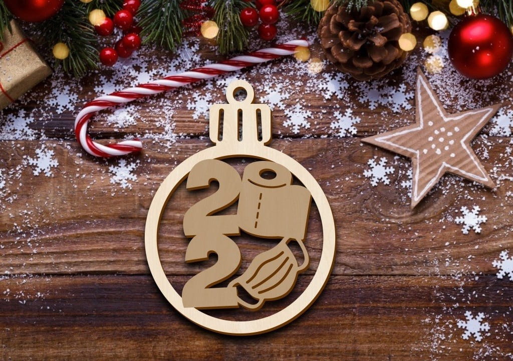 Laser Cut Face Mask Awareness Christmas Ball Ornament