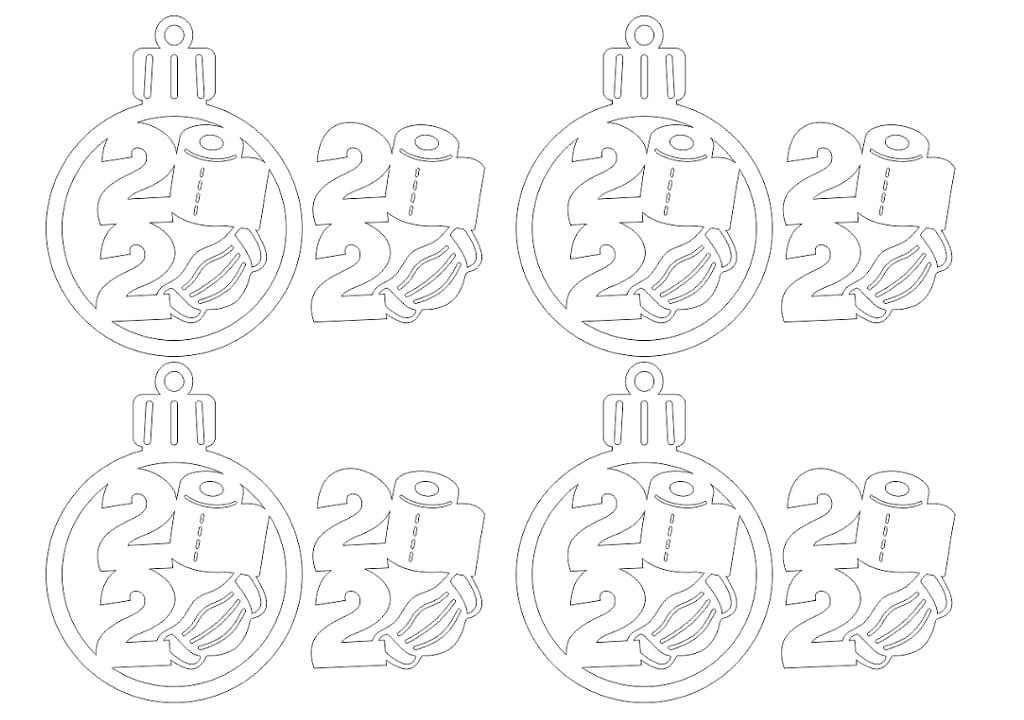 Laser Cut Face Mask Awareness Christmas Ball Ornament