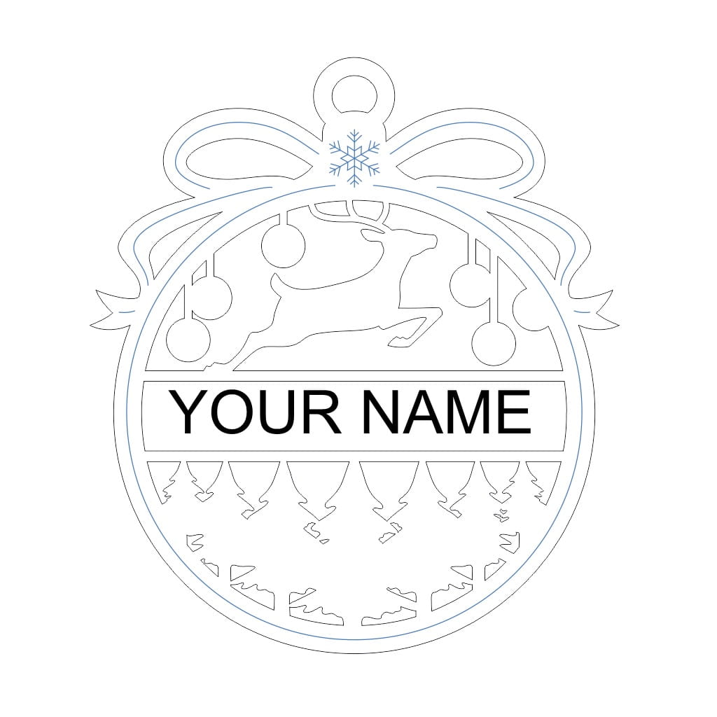 Laser Cut Personalized Christmas Reindeer Ball
