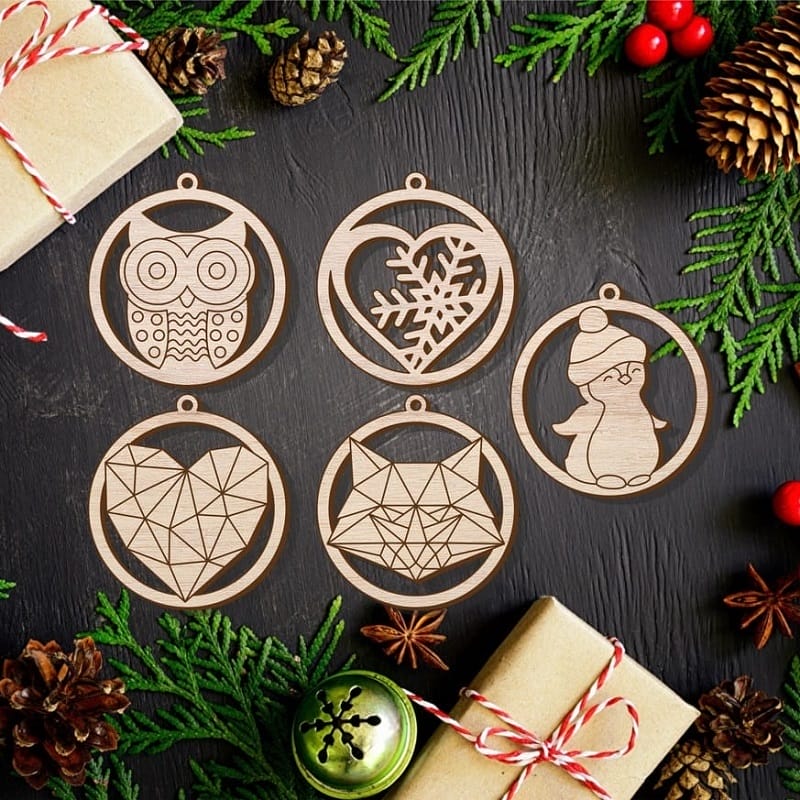 Laser Cut Round Christmas Bauble