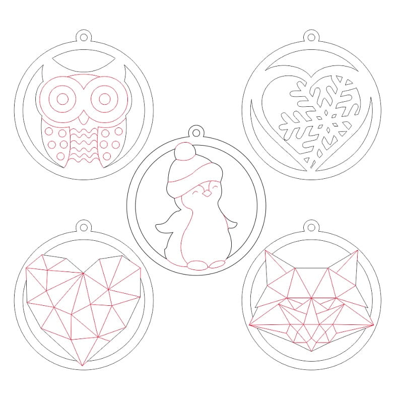 Laser Cut Round Christmas Bauble
