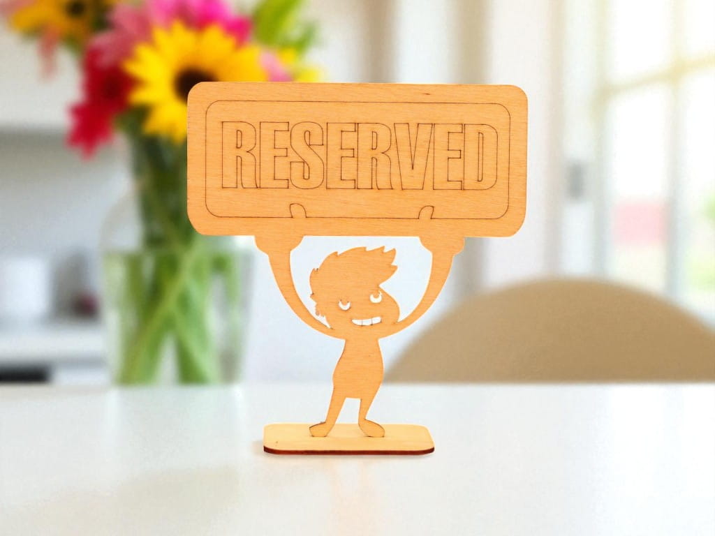 Laser Cut Wooden Restaurant Reserved Table Sign