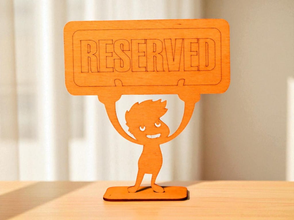 Laser Cut Wooden Restaurant Reserved Table Sign