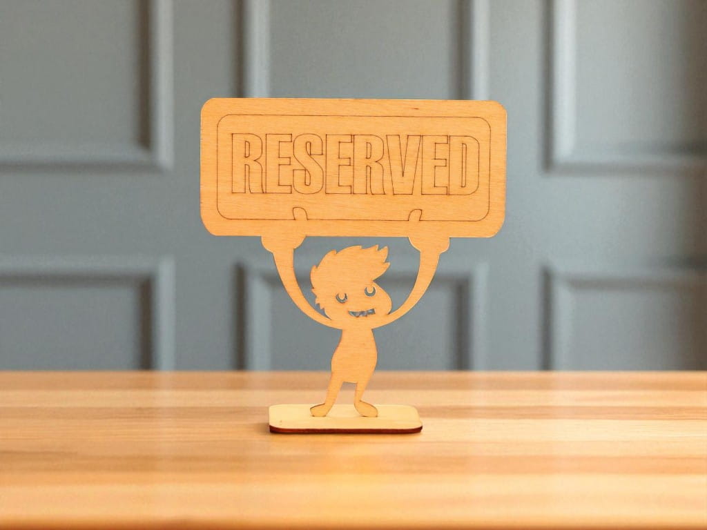 Laser Cut Wooden Restaurant Reserved Table Sign