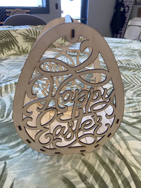 Laser Cut Decorative Wooden Easter Basket