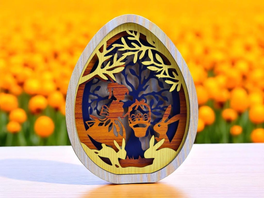 Laser Cut Layered Easter Egg Decor