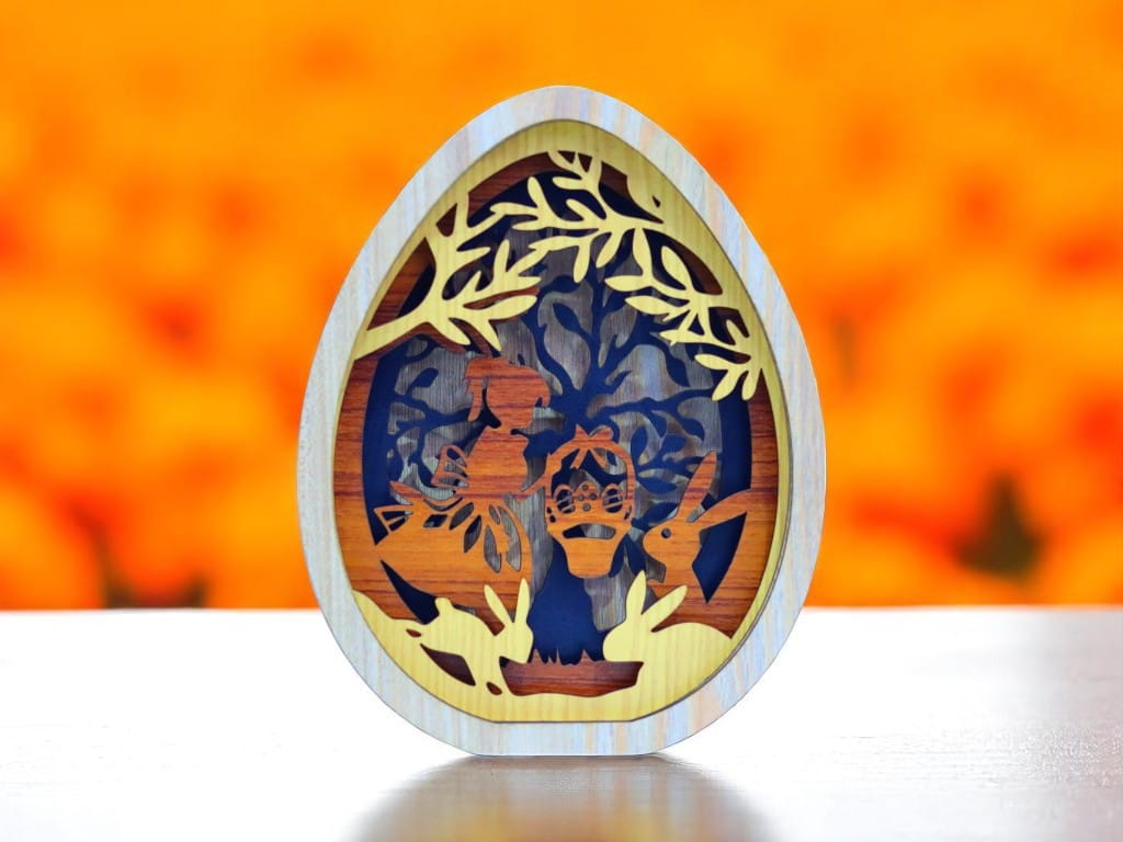 Laser Cut Layered Easter Egg Decor