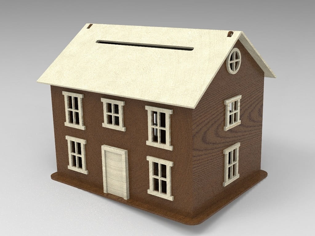 Laser Cut House Shaped Money Box